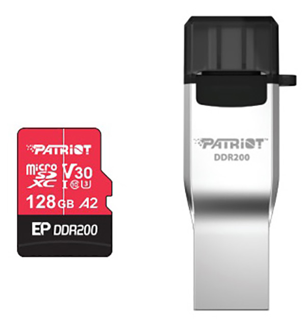 Карта пам'яті Patriot microSDXC (UHS-1) EP Series 128Gb class 10 DDR200 V30 A2 (with A+C Card reader) (PEF128GEP33MCX)
