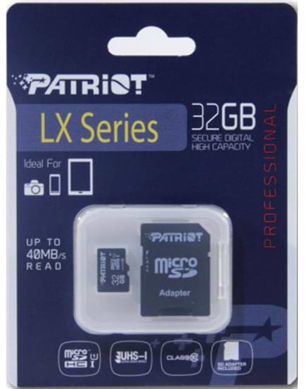 Фото - Карта памяти Patriot LX microSDHC 32GB UHS-I Class 10 + SD-adapter (PSF32GMCSDHC10)