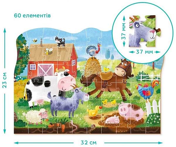 Фото - Пазлы картонные (3-4 года) DoDo "Сельские приключения" 60 эл. (300377)