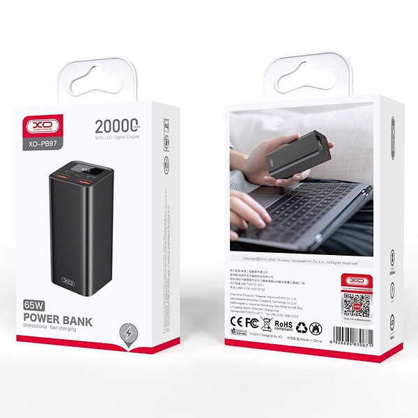 Фото - Батарея мобільна XO 20000mAh 65W  Black (PB97)
