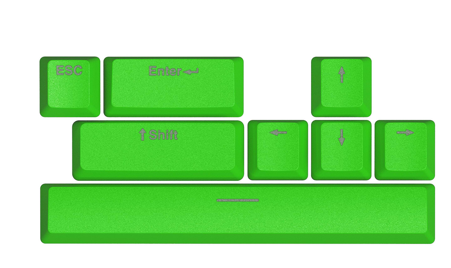Додаткові змінні клавіші для клавіатури Hator Green Lime PBT ESC/SPACE/ENTER/R.SHIFT/ARROWS (HTS-710) - Фото 1