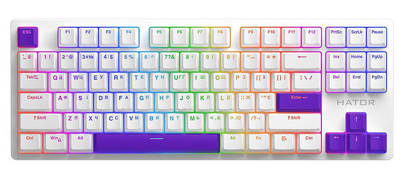 Фото - Дополнительные сменные клавиши для клавиатуры Hator Vivid Lilac PBT ESC/SPACE/ENTER/R.SHIFT/ARROWS (HTS-716)