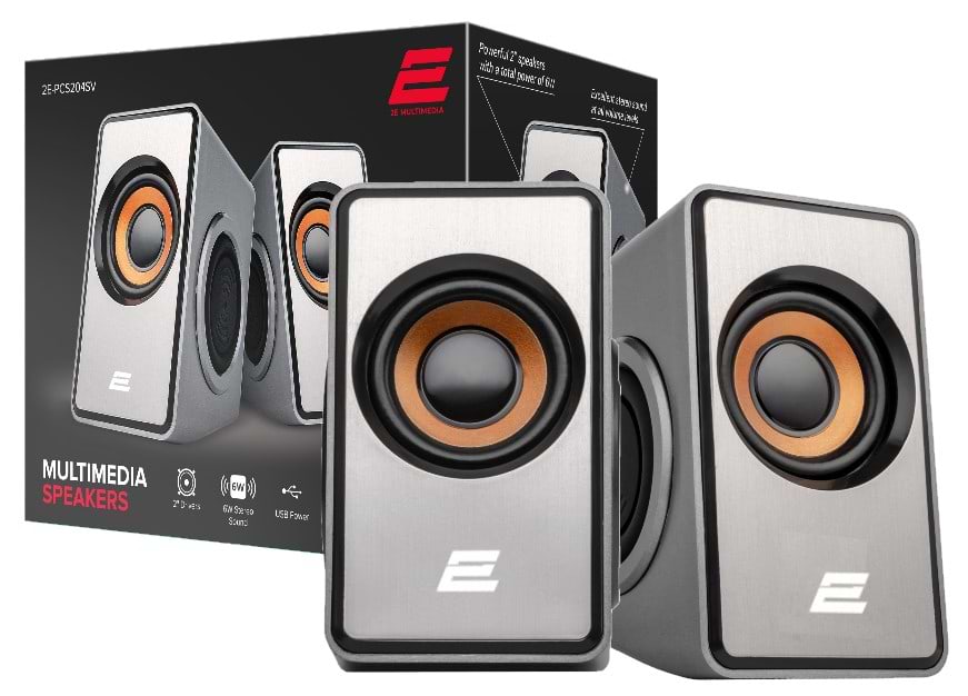Компьютерная акустика компактная 2.0 2E PCS204 USB Silver (2E-PCS204SV)