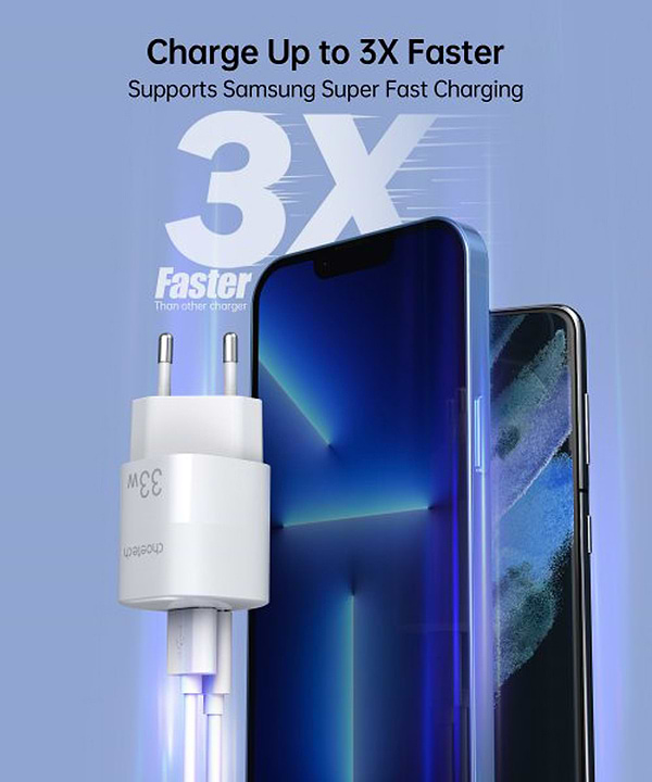 Фото - Мережевий зарядний пристрій Choetech GaN USB-A/USB-C 33W QC3.0/PD/PPS (PD5006-EU-WH)