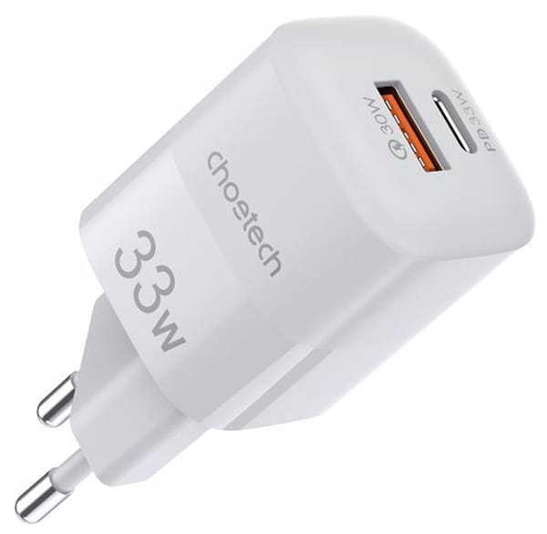 Фото - Мережевий зарядний пристрій Choetech GaN USB-A/USB-C 33W QC3.0/PD/PPS (PD5006-EU-WH)