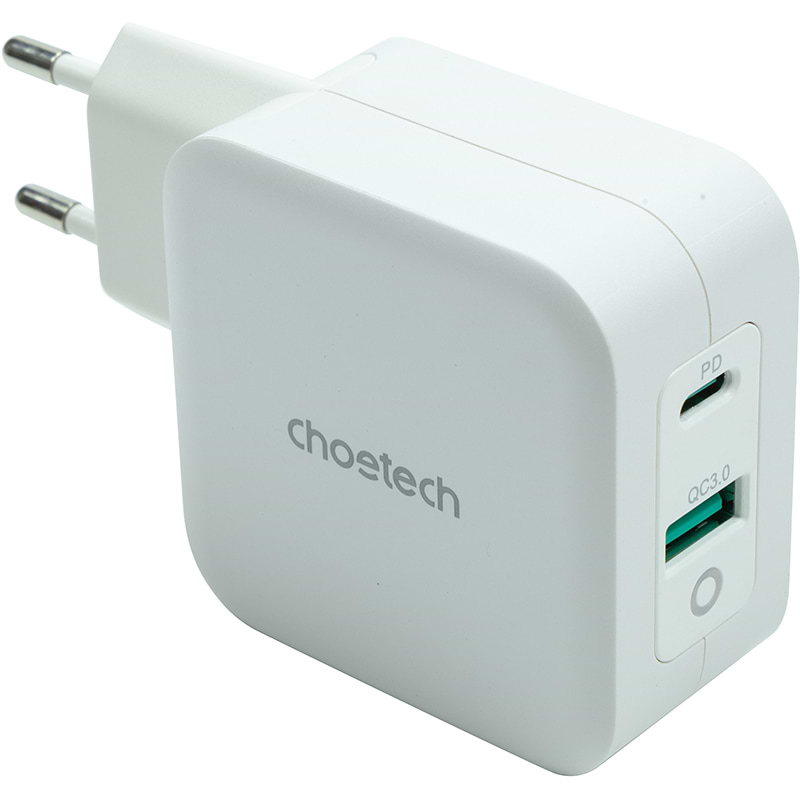 Мережевий зарядний пристрій Choetech GaN USB Type-C Type-A 65W PD QC (PD8002)