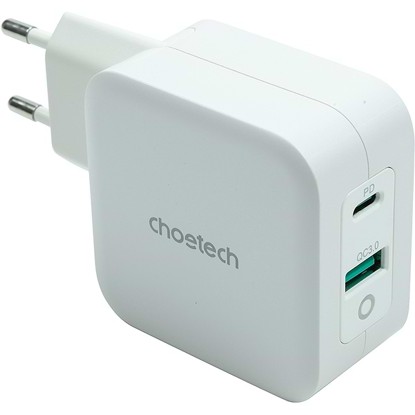 Фото - Сетевое зарядное устройство Choetech GaN USB Type-C Type-A 65W PD QC (PD8002)