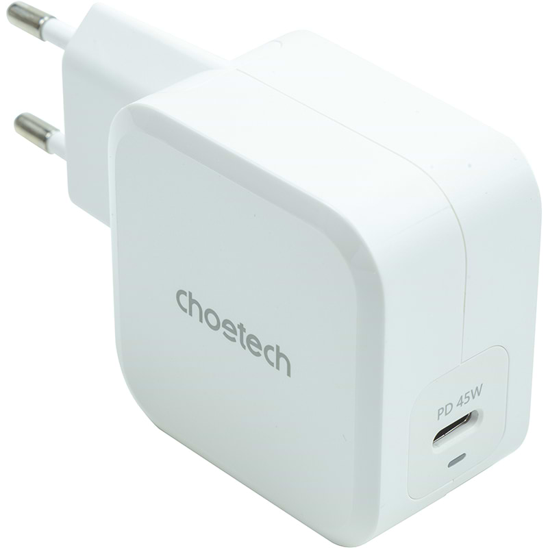 Мережевий зарядний пристрій Choetech GaN USB Type-C 45W PD, QC, PPS (PD8007)