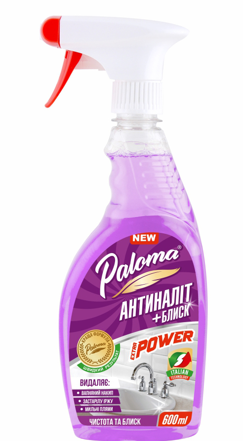 Засіб для миття у ванній кімнаті Paloma Extra Power Антиналіт+Блиск 600 мл (PE50403) - Фото 1