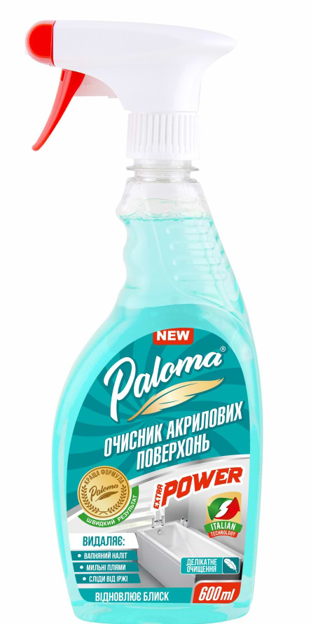 Засіб для миття у ванній кімнаті Paloma Extra Power акрилових поверхонь 600 мл (PE50441) - Фото 1