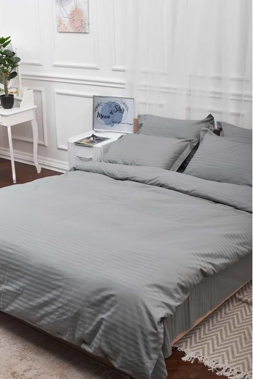 Комплект постільної білизни Moon&Star Satin Stripe Stripe Gray 200х220 (MS-820003653)