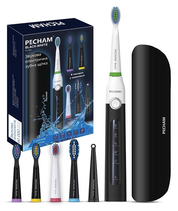 Фото - Зубная щетка электрическая Pecham Black-White Travel (0290119080608)