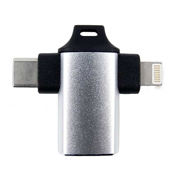 Фото - Переходник DENGOS OTG USB-Lightning/USB Type-C Silver (ADP-022)