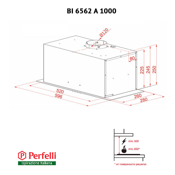 Фото - Витяжка вбудована Perfelli BI 6562 A 1000 BL LED Glass