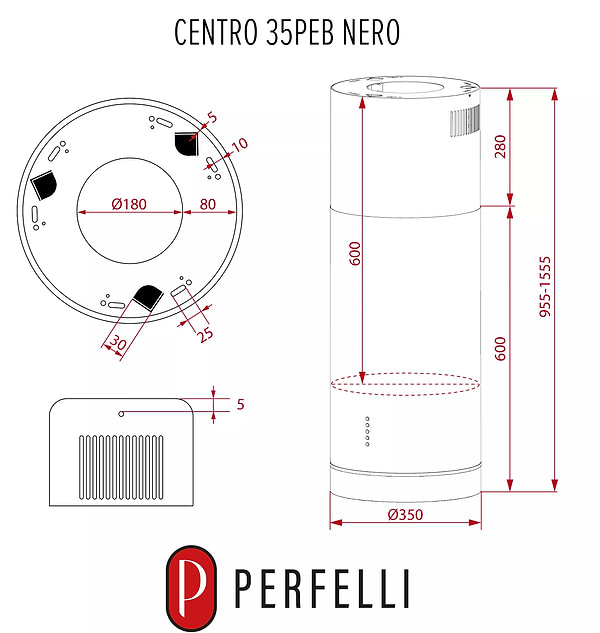 Фото - Вытяжка декоративная Perfelli CENTRO 35PEB NERO