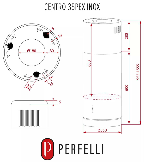 Фото - Вытяжка декоративная Perfelli CENTRO 35 PEX INOX