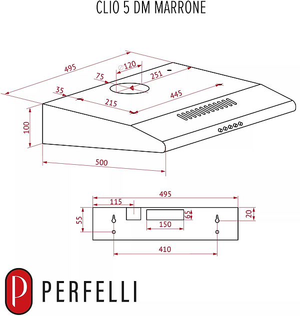 Фото - Вытяжка традиционная Perfelli CLIO 5 DM MARRONE