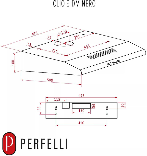 Фото - Вытяжка традиционная Perfelli CLIO 5 DM NERO