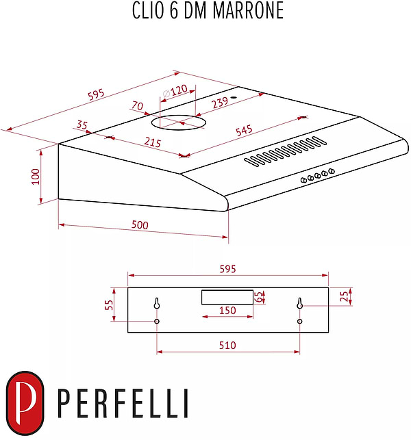 Фото - Витяжка традиційна Perfelli CLIO 6 DM MARRONE