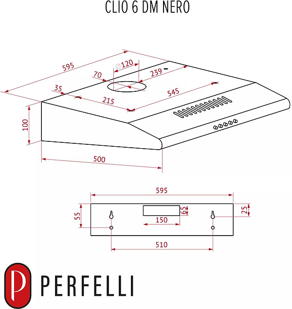 Фото - Вытяжка традиционная Perfelli CLIO 6 DM NERO
