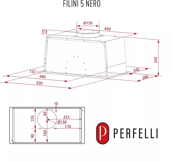 Фото - Витяжка вбудована Perfelli DESIGN FILINI 5 NERO