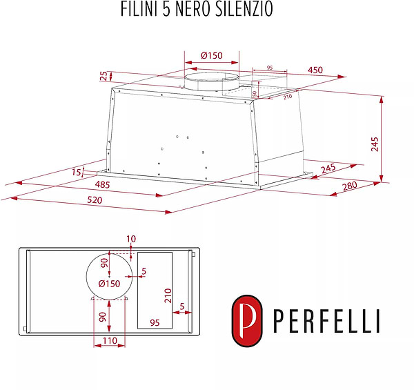 Фото - Уценка - Вытяжка встраиваемая Perfelli DESIGN FILINI 5 NERO SILENZIO