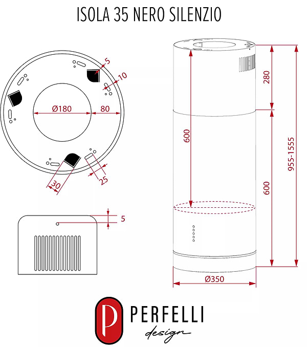 Фото - Вытяжка декоративная Perfelli DESIGN ISOLA 35 NERO SILENZIO