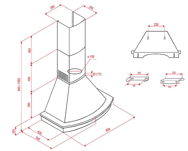 Фото - Вытяжка декоративная Perfelli K 614 Black Country LED