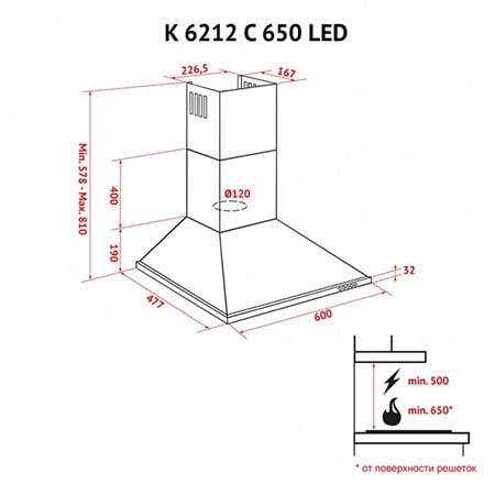 Фото - Вытяжка декоративная Perfelli K 6212 C INOX 650 LED