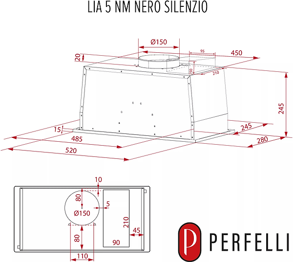 Фото - Вытяжка встраиваемая Perfelli LIA 5 NM NERO SILENZIO