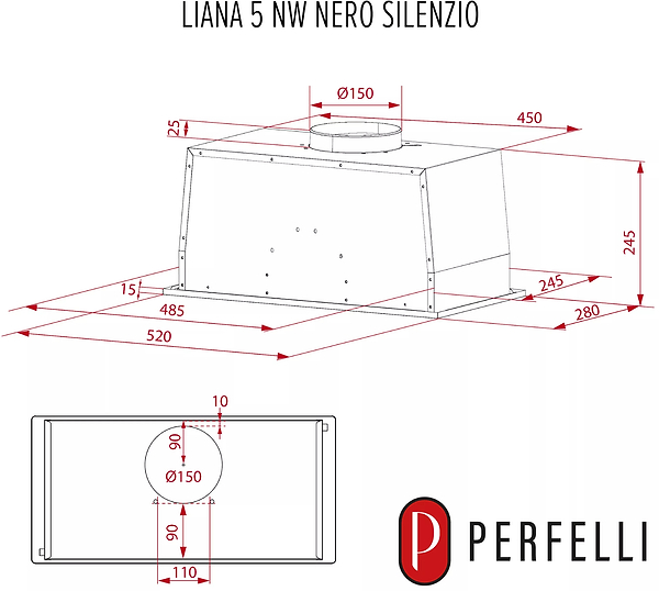 Фото - Вытяжка встраиваемая Perfelli LIANA 5 NW NERO SILENZIO