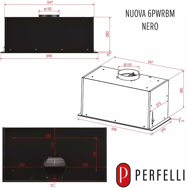 Фото - Витяжка вбудована Perfelli NUOVA 6PWRBM NERO