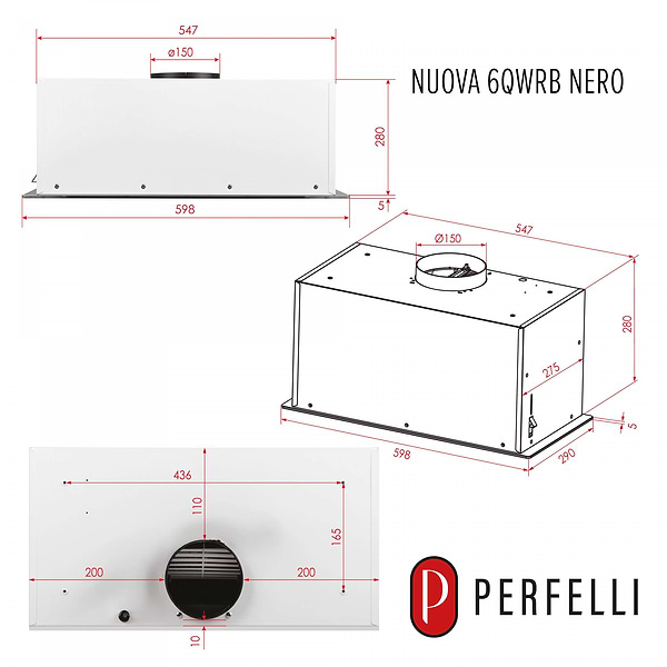 Фото - Вытяжка встраиваемая Perfelli NUOVA 6QWR BIANCO SILENZIO