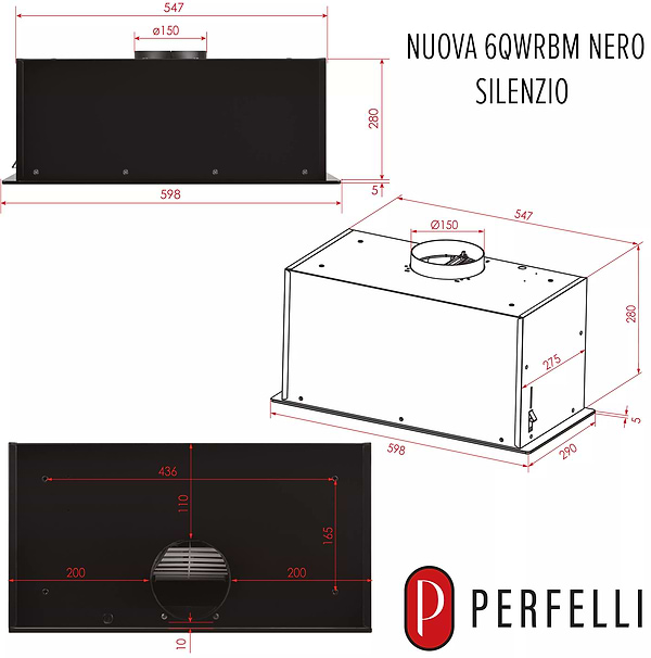 Фото - Вытяжка встраиваемая Perfelli NUOVA 6QWRBM NERO SILENZIO