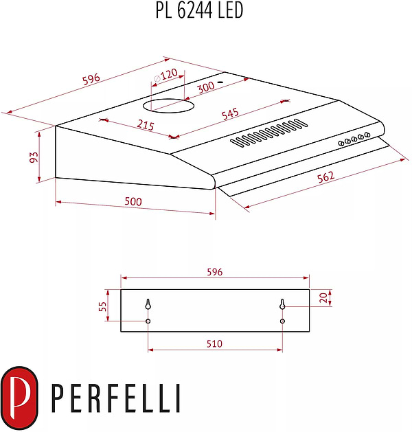 Фото - Витяжка традиційна Perfelli PL 6244 BG LED
