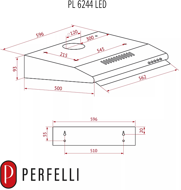 Фото - Витяжка традиційна Perfelli PL 6244 BL LED