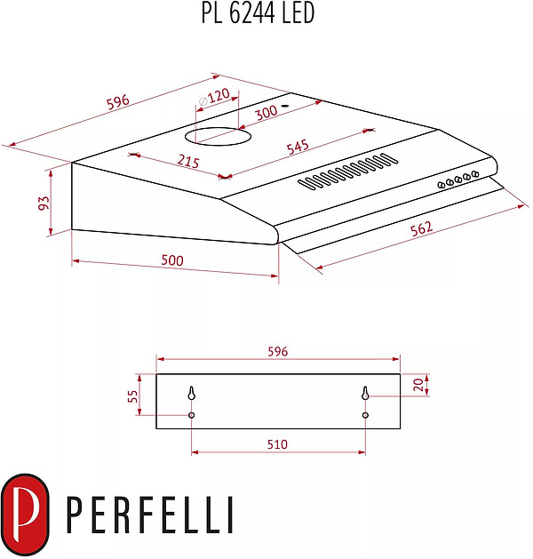 Фото - Витяжка традиційна Perfelli PL 6244 BR LED
