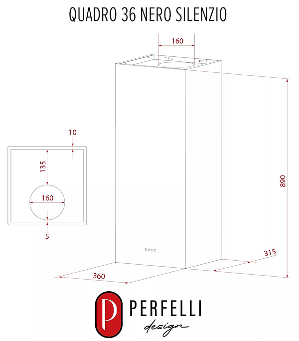Фото - Вытяжка декоративная Perfelli DESIGN QUADRO 36 NERO SILENZIO