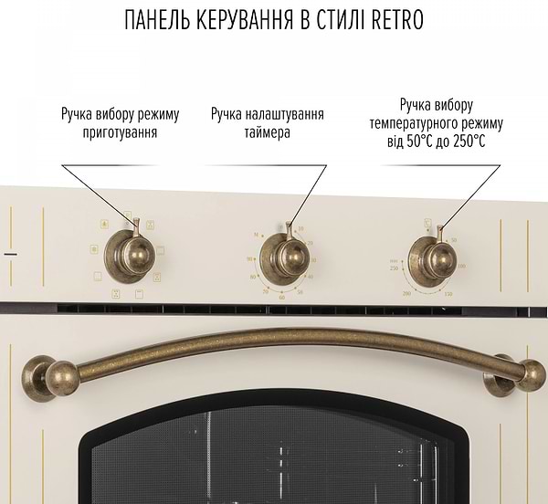 Фото - Духовой шкаф электрический Perfelli RETRO 6M8L BEIGE