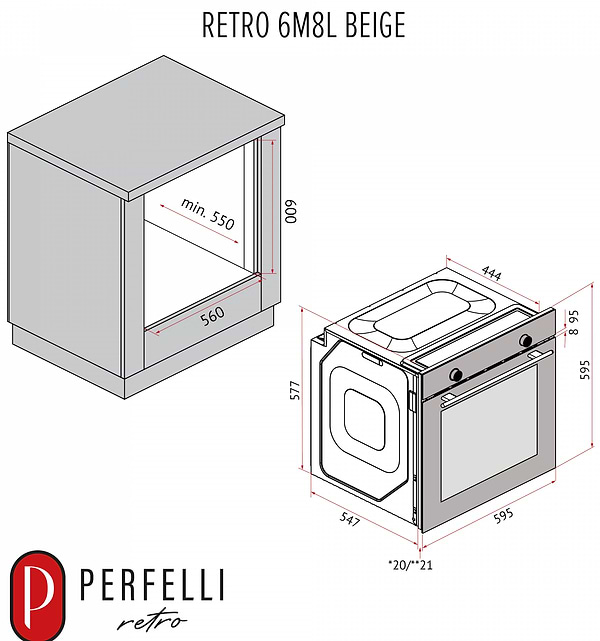 Фото - Духовой шкаф электрический Perfelli RETRO 6M8L BEIGE