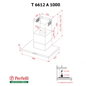 Фото - Витяжка декоративна Perfelli T 6612 A 1000 W LED