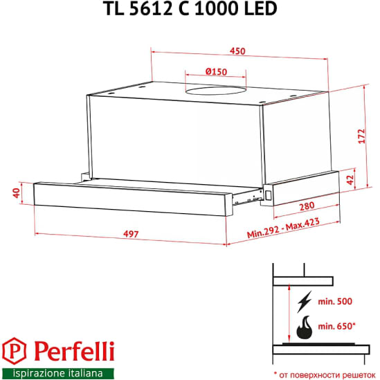 Фото - Вытяжка встраиваемая Perfelli TL 5612 C WH 1000 LED