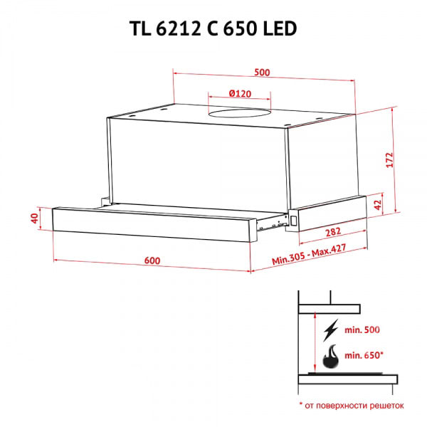 Фото - Вытяжка встраиваемая Perfelli TL 6212 C WH 650 LED