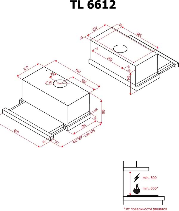 Фото - Вытяжка встраиваемая Perfelli TL 6612 I LED