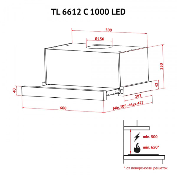 Фото - Вытяжка встраиваемая Perfelli TL 6612 C S/I 1000 LED