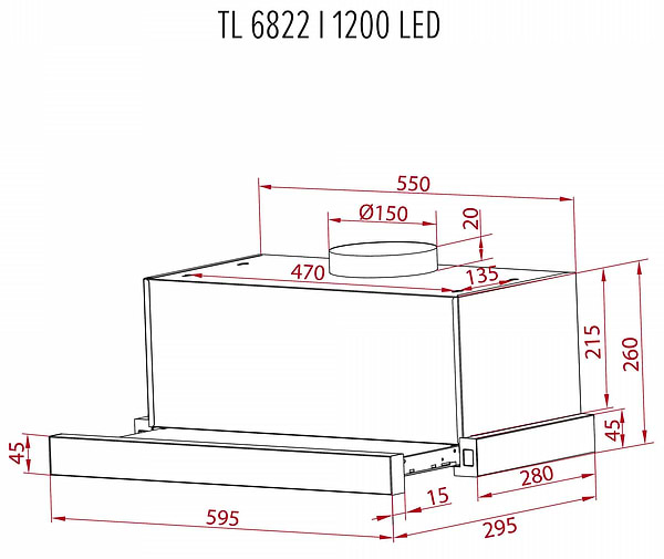 Фото - Витяжка вбудована Perfelli TL 6822 I 1200 LED