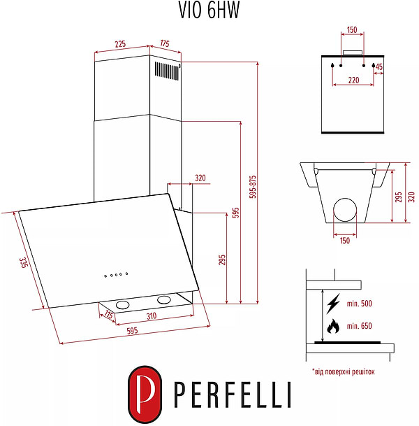 Фото - Вытяжка декоративная Perfelli VIO 6HW NERO