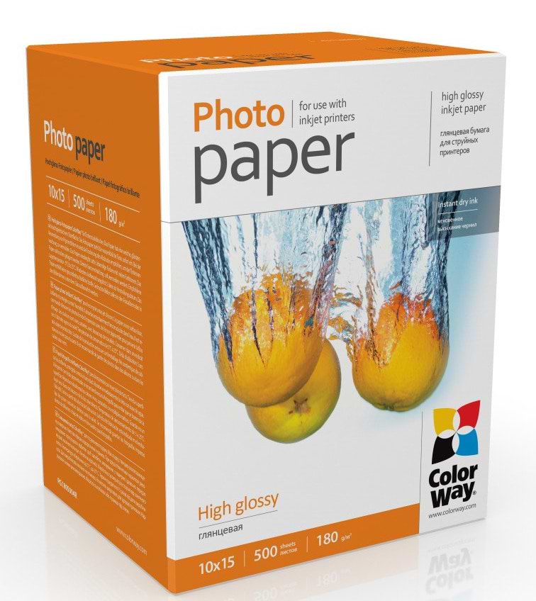 Фотопапір 10х15 Colorway 180г/м 10х15 500л. глянцевая (PG1805004R) - Фото 1
