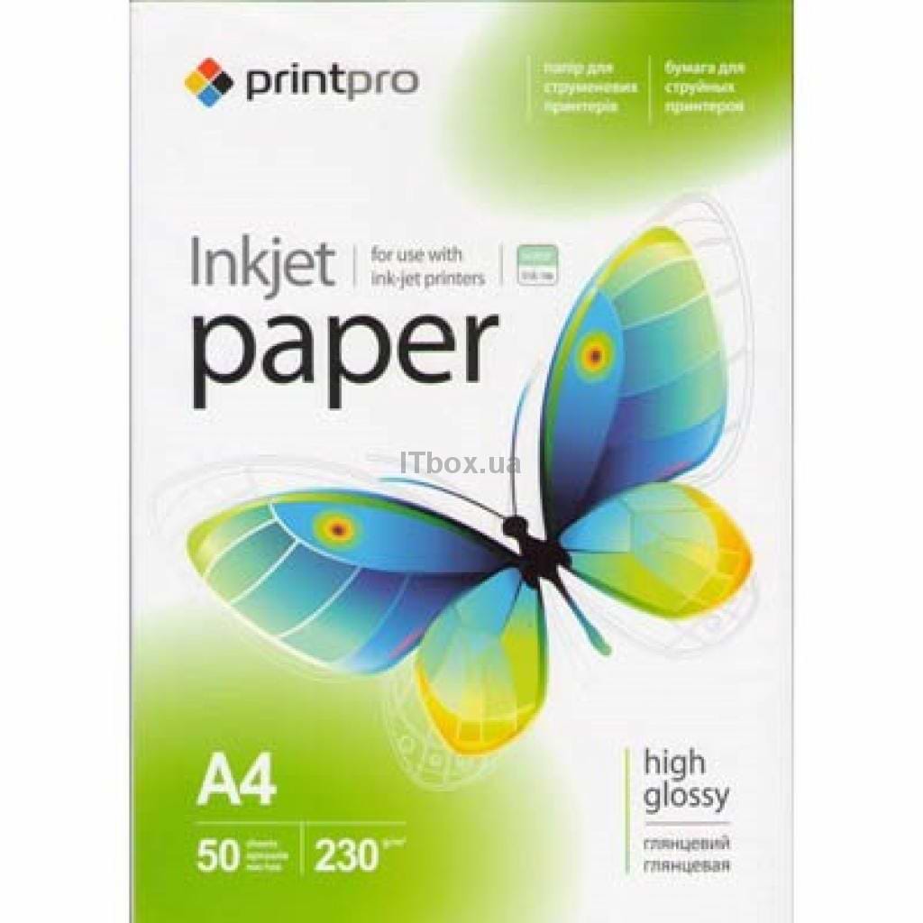 Фотопапір PrintPro 230g/m2, A4, 50л (PGE230050A4) - Фото 1