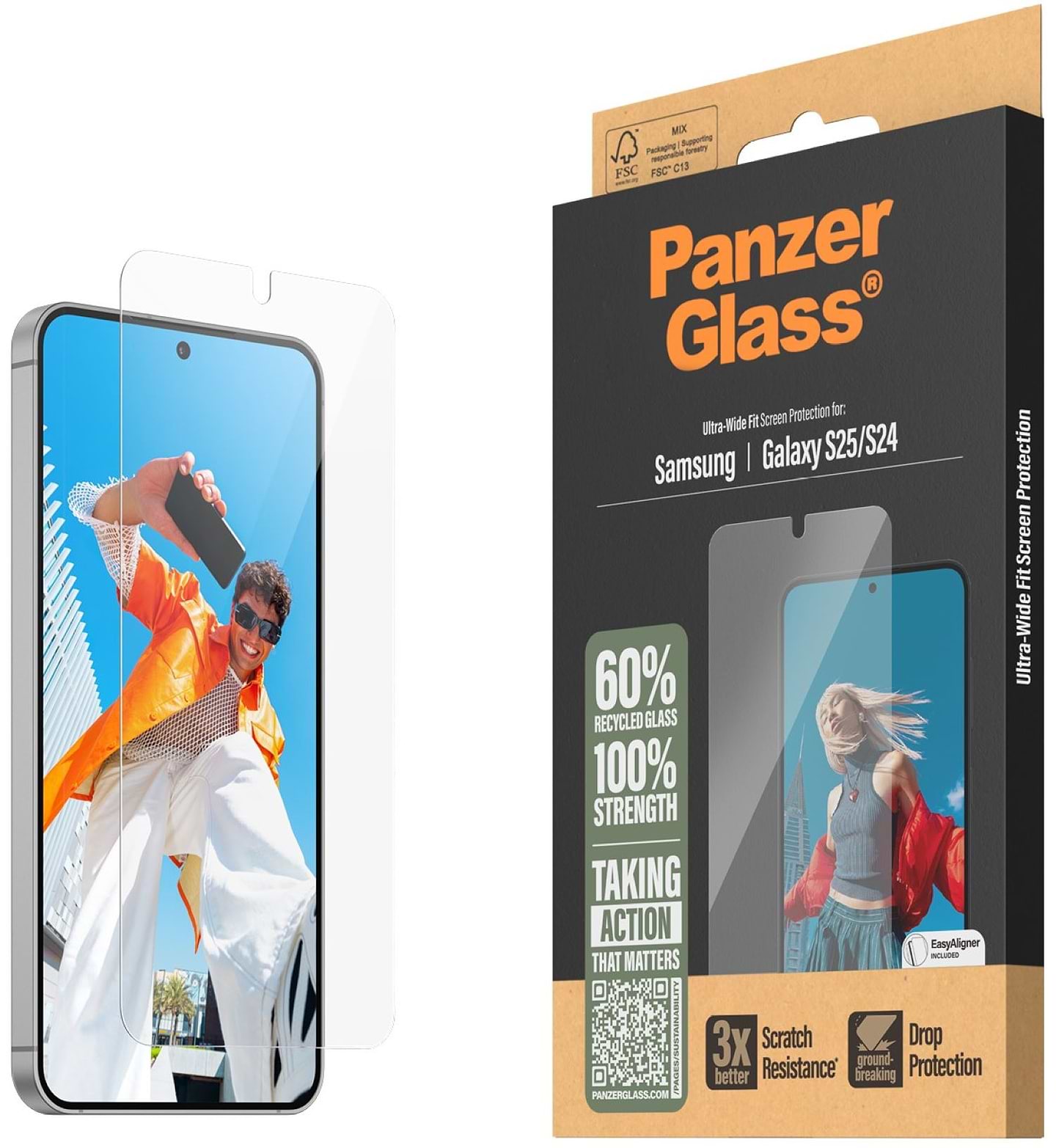 Защитное стекло для смартфона PanzerGlass Samsung Galaxy  S25 | S24 | Ultra-Wide Fit (PG_PGRNUWFG38388) - Фото 1